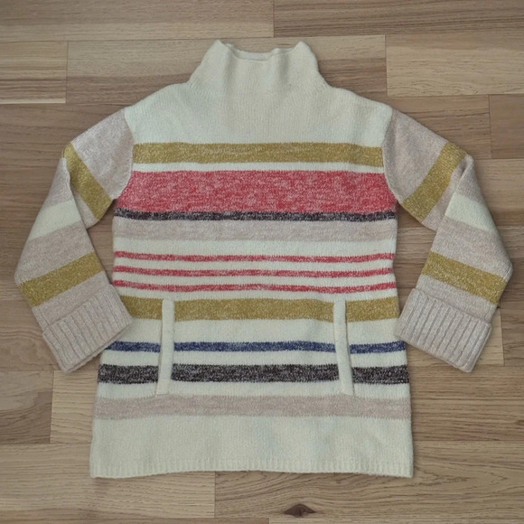 Anthropologie Elana tunic pullover funnel neck sweater striped relaxed Sz Small - Picture 5 of 11